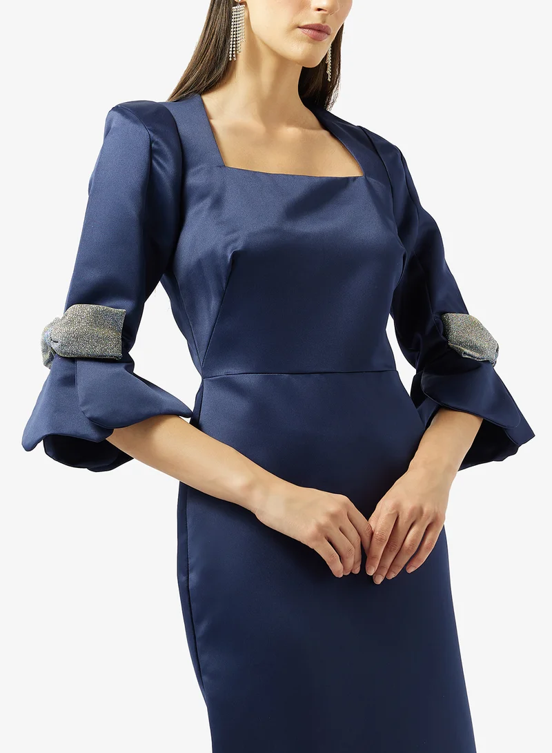 Namshi x  Evening Gown With Statement Shimmer Bow for Women | Best Price UAE